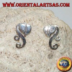 Pendientes de plata corazón con nube en lóbulo estilo hippie