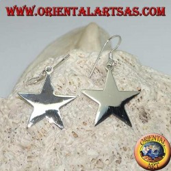 Silver earrings with flat smooth star