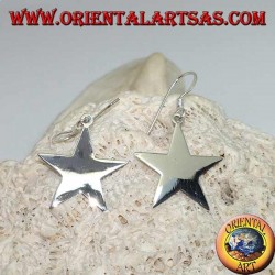 Silver earrings with flat smooth star
