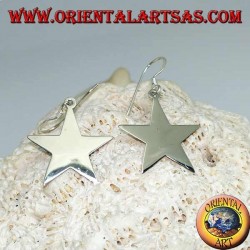Silver earrings with flat smooth star