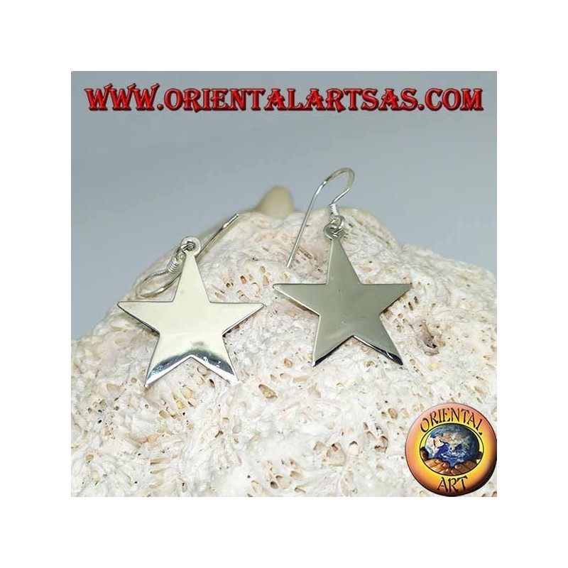 Pendientes de plata con estrella plana lisa