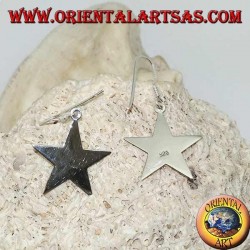 Pendientes de plata con estrella plana lisa