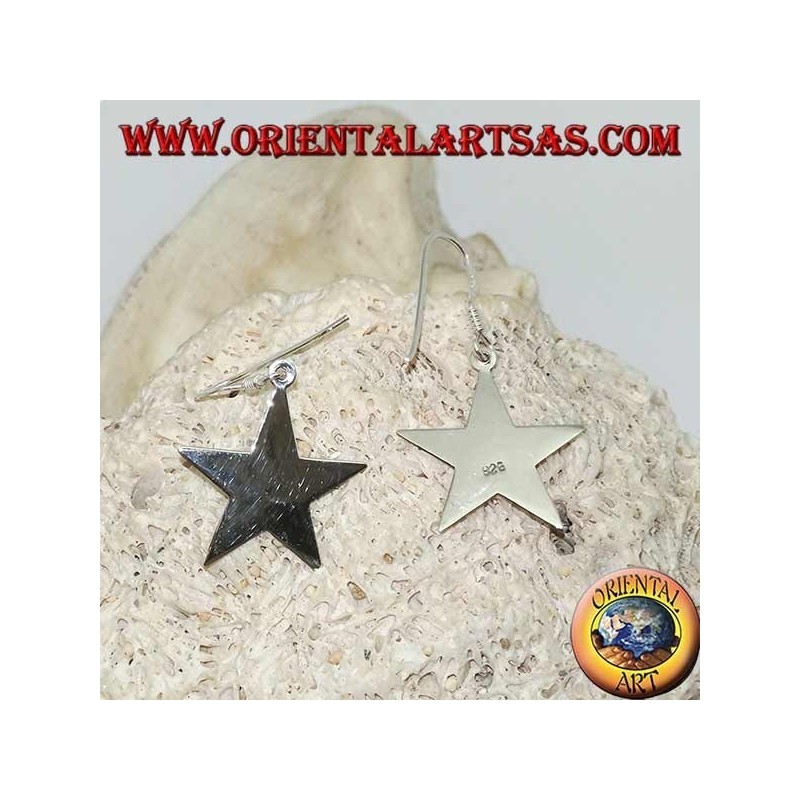 Pendientes de plata con estrella plana lisa