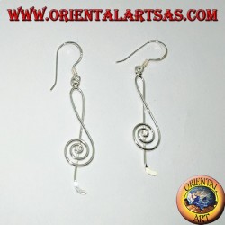 Pendientes colgantes de plata con clave de sol o hilo de clave de sol