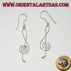 Boucles d'oreilles pendantes en argent avec clé de sol ou fil de clé de sol