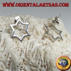 Boucles d'oreilles en argent avec étoile à six branches ou étoile de David percée de lobe