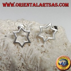 Boucles d'oreilles en argent avec étoile à six branches ou étoile de David percée de lobe