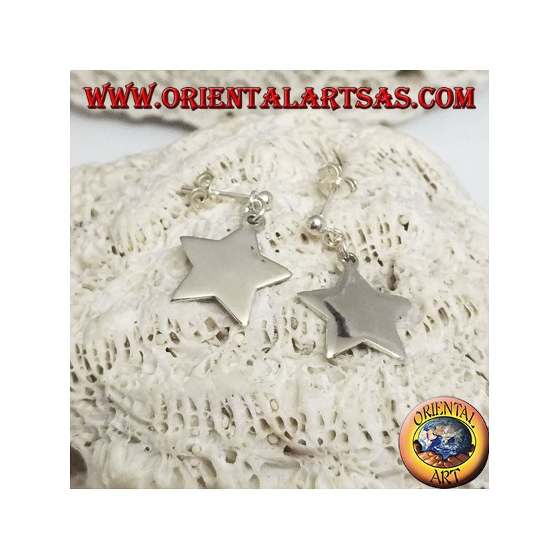 Orecchini in argento con pallina a lobo e stella liscia piatta pendente