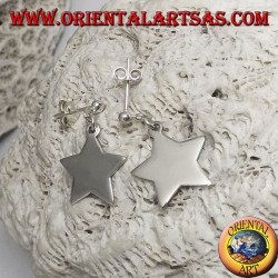 Boucles d'oreilles en argent avec boule lobe et pendentif plat lisse étoile