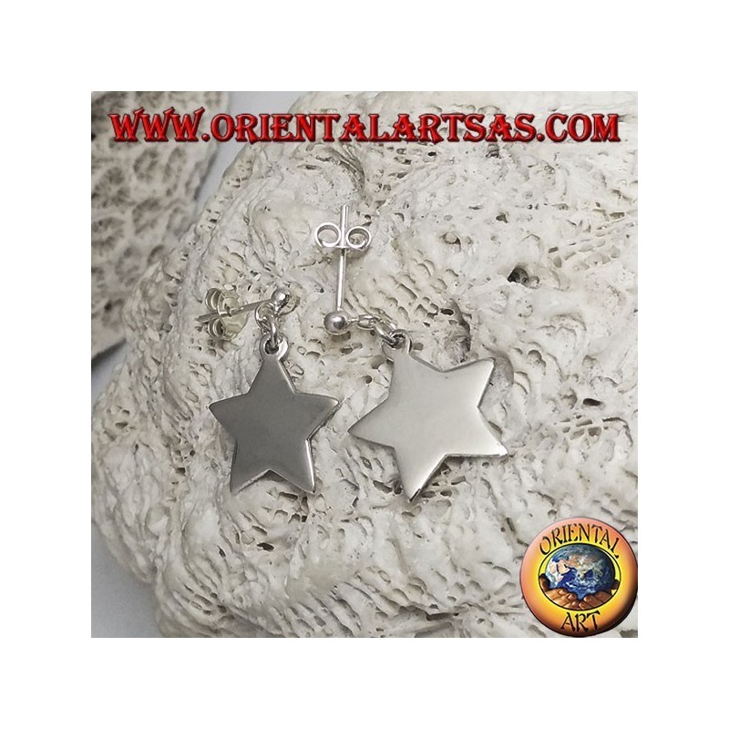 Silberne Ohrringe mit Lappenkugel und glattem, flachem Stern