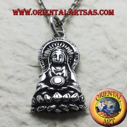 Ciondolo Buddha sul fior di loto in argento