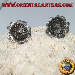 Silver earrings in the shape of a flower "aquilegia" lobe