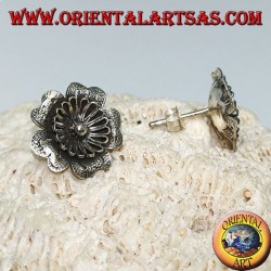 Boucles d'oreilles en argent en forme de lobe "aquilegia" fleur