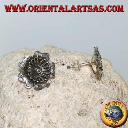 Boucles d'oreilles en argent en forme de lobe "aquilegia" fleur