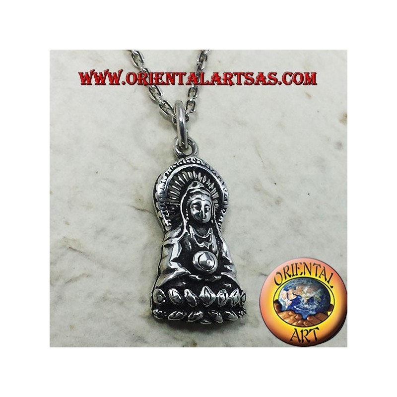 Buddha Anhänger auf Feinsilber Lotus