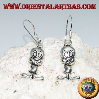 Boucles d'oreilles pendantes en argent en forme de poussin "Tweety"