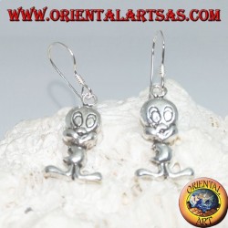 Silver pendant earrings in the shape of a chick "Tweety"