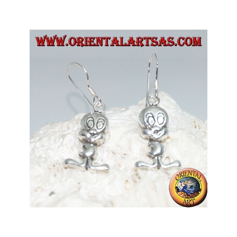 Pendientes colgantes de plata con forma de pollito "Tweety"