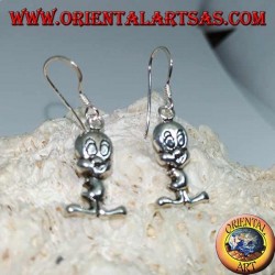 Silver pendant earrings in the shape of a chick "Tweety"