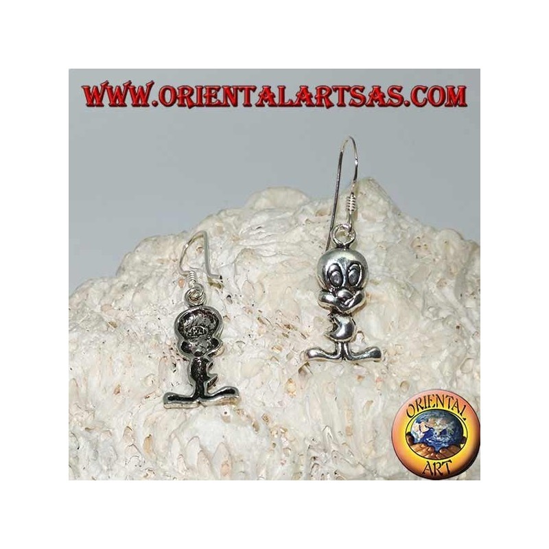Boucles d'oreilles pendantes en argent en forme de poussin "Tweety"