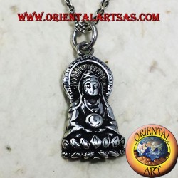 Ciondolo Buddha sul fior di loto in argento