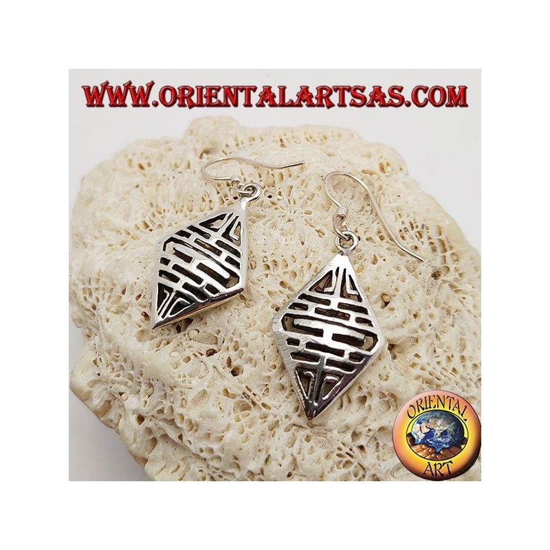Boucles d'oreilles en argent avec motif ajouré avec lignes horizontales double face