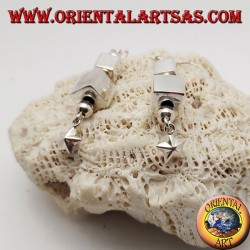 Boucles d'oreilles en argent avec parallélépipèdes et sphères alternées avec étoile suspendue finale