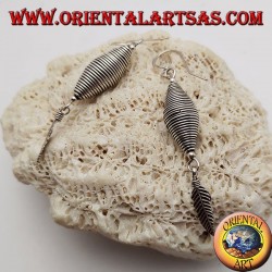 Boucles d'oreilles en fil d'argent double cône avec pendentif plume