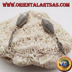Boucles d'oreilles en fil d'argent double cône avec pendentif plume