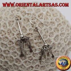 Silver umbrella earrings with hanging plates