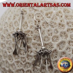 Silver umbrella earrings with hanging plates
