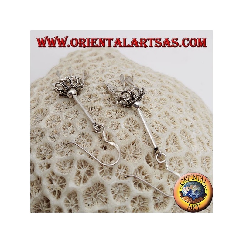 Boucles d'oreilles parapluie en argent avec plaques suspendues