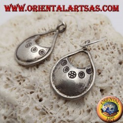 Silver drop earrings with bas-relief engravings