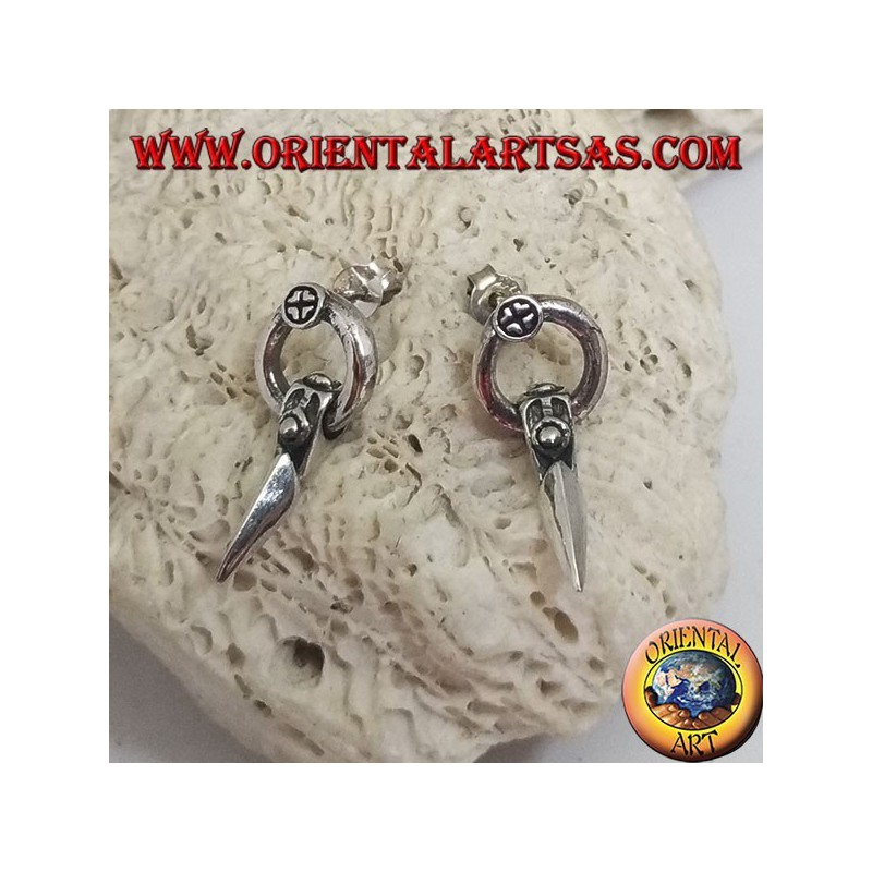 Boucles d'oreilles en argent avec bandeau lobe avec pendentif pointe de lance