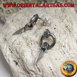 Silver earrings with lobe headband with lance tip pendant