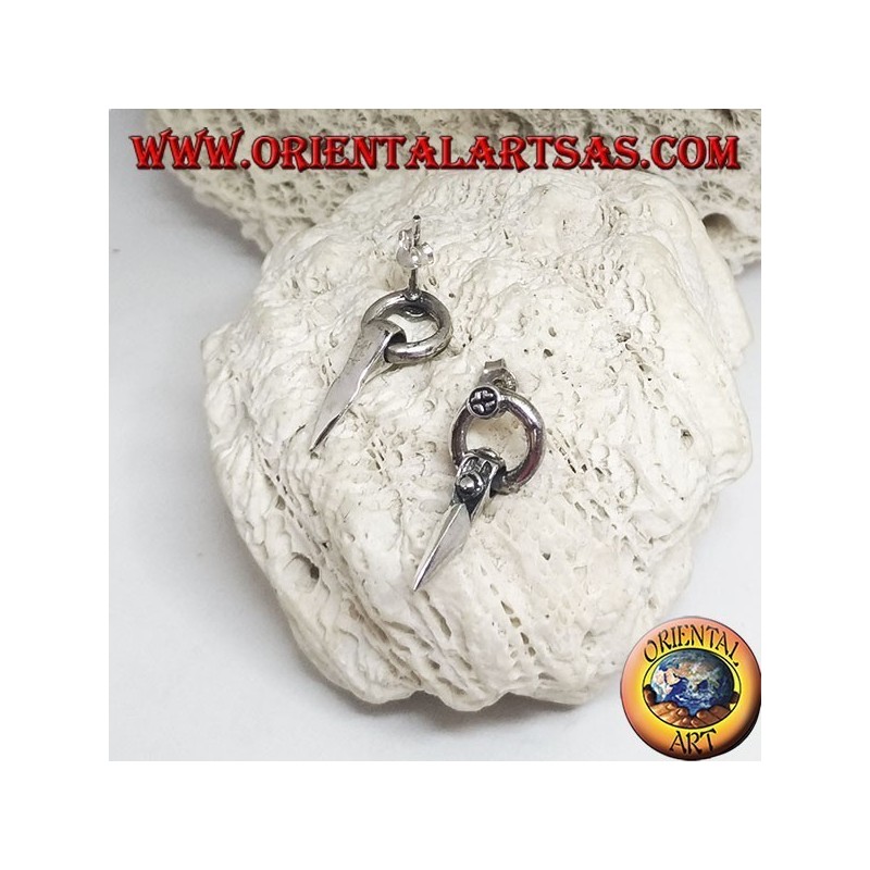Boucles d'oreilles en argent avec bandeau lobe avec pendentif pointe de lance