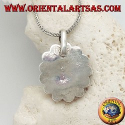 Gran colgante de flores de plata con turquesas ovales naturales tibetanas y corales redondos