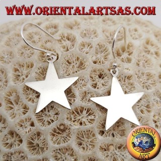 Silver earrings with small smooth flat star