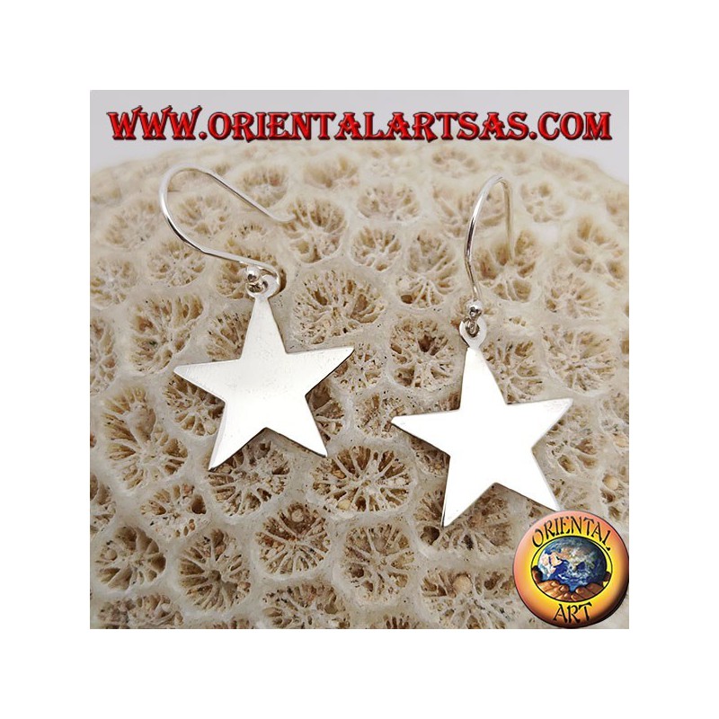 Silver earrings with small smooth flat star
