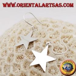 Silver earrings with small smooth flat star