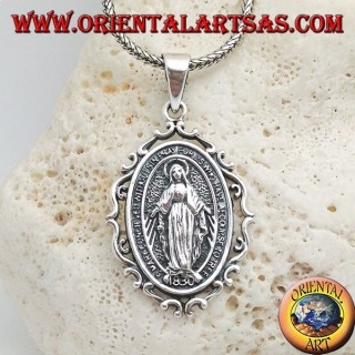 Pendentif en argent, médaille miraculeuse ou médaille de Notre-Dame de Grâce de Sainte Catherine Labouré