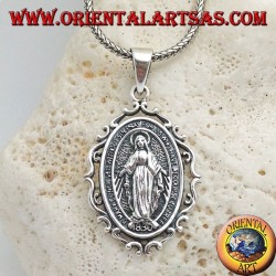 Pendentif en argent, médaille miraculeuse ou médaille de Notre-Dame de Grâce de Sainte Catherine Labouré