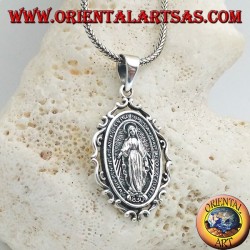 Silver pendant, miraculous medal or medal of Our Lady of Grace of Saint Catherine Labouré