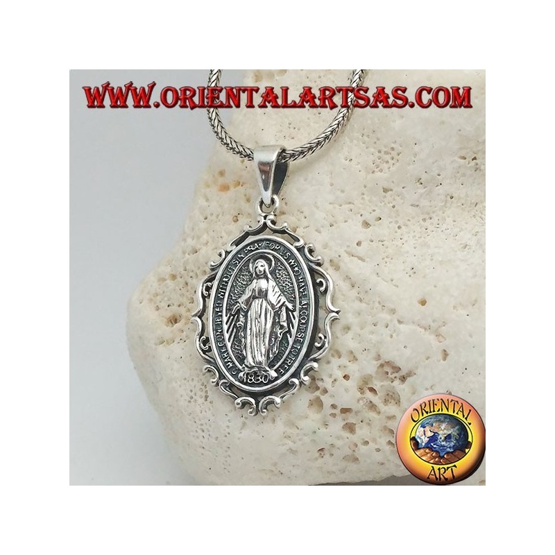 Colgante de plata, medalla milagrosa o medalla de Nuestra Señora de Gracia de Santa Catalina Labouré