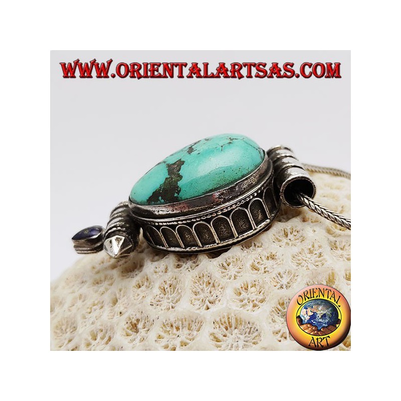 Pendentif Argent 925‰ Kalachakra Avec Turquoise Tibétaine - Boîte Incluse - Neuf Avec étiquettes - Bijou Ethnique Et Spirituel