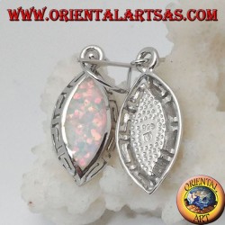 Boucles d'oreilles en argent avec opale navette blanche et ajourée sur les côtés