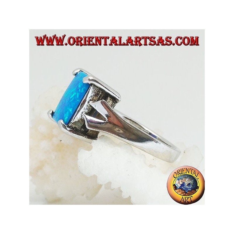 Anello modernista in argento sterling fatto a mano con opale arcobaleno 8 - Italia