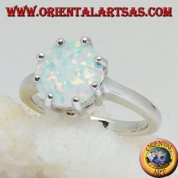 Silberring mit mehrfach einstellendem weißem Opal