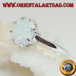 Bague en argent avec opale blanche à sertissage multiple