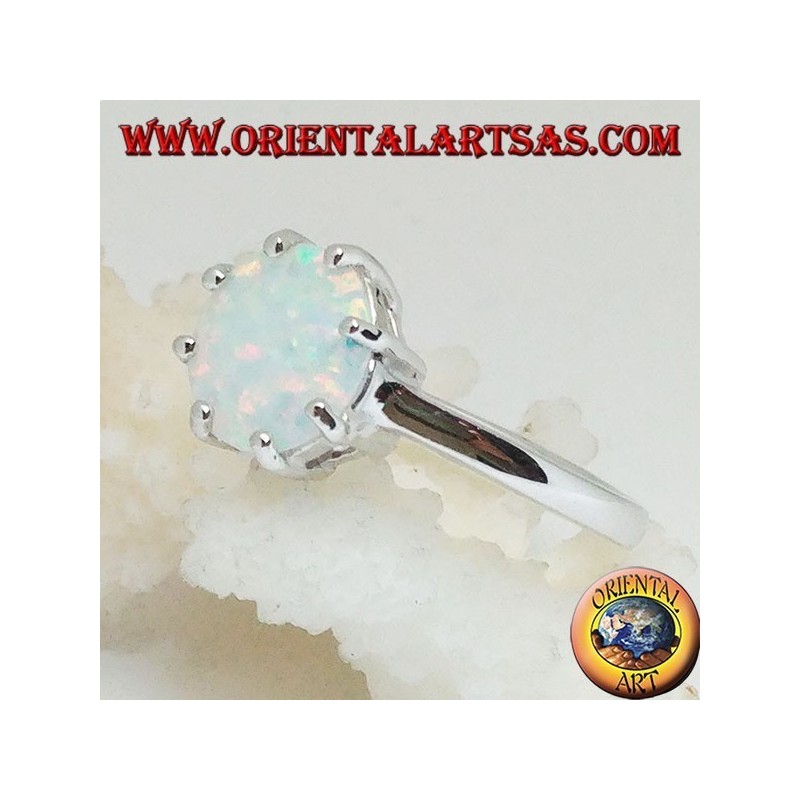 Anillo de plata con múltiples ajustes de ópalo blanco